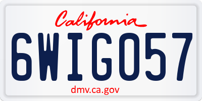 CA license plate 6WIG057