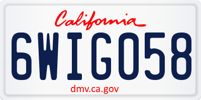 CA license plate 6WIG058
