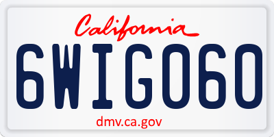 CA license plate 6WIG060