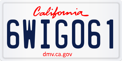CA license plate 6WIG061