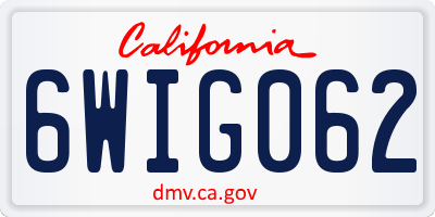 CA license plate 6WIG062