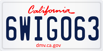 CA license plate 6WIG063