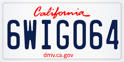 CA license plate 6WIG064