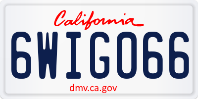 CA license plate 6WIG066