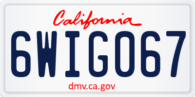 CA license plate 6WIG067