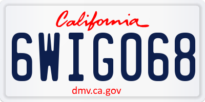 CA license plate 6WIG068