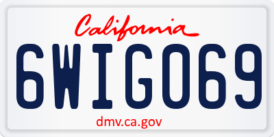 CA license plate 6WIG069