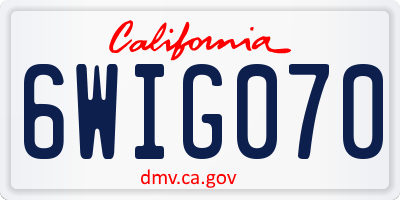 CA license plate 6WIG070