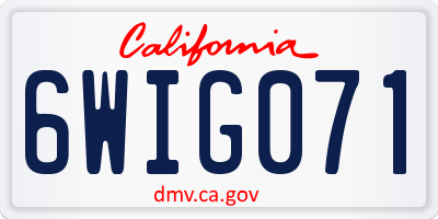 CA license plate 6WIG071