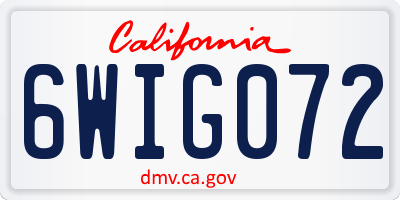 CA license plate 6WIG072