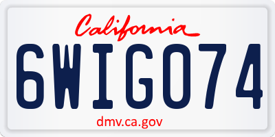 CA license plate 6WIG074
