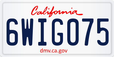 CA license plate 6WIG075