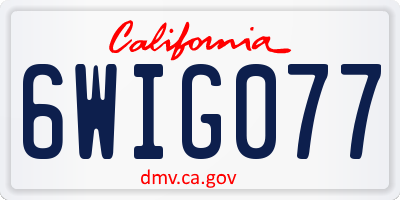 CA license plate 6WIG077