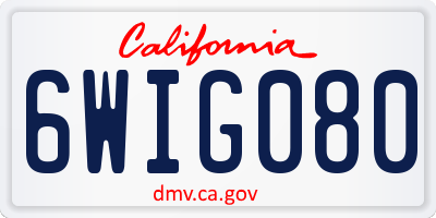 CA license plate 6WIG080