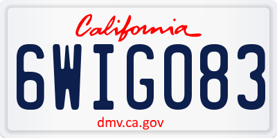 CA license plate 6WIG083