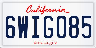 CA license plate 6WIG085