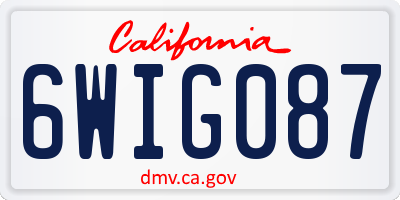 CA license plate 6WIG087