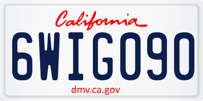 CA license plate 6WIG090