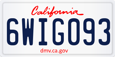 CA license plate 6WIG093