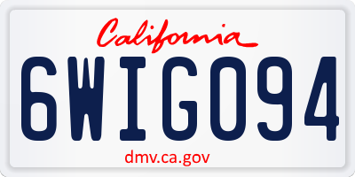 CA license plate 6WIG094