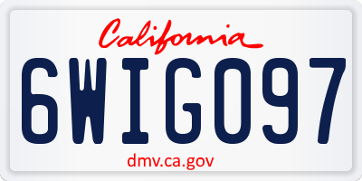 CA license plate 6WIG097