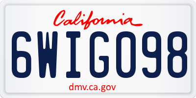 CA license plate 6WIG098