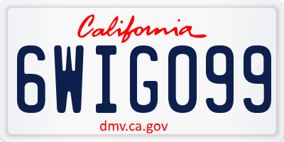 CA license plate 6WIG099