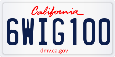 CA license plate 6WIG100