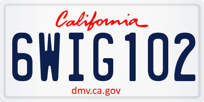 CA license plate 6WIG102