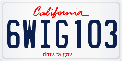 CA license plate 6WIG103