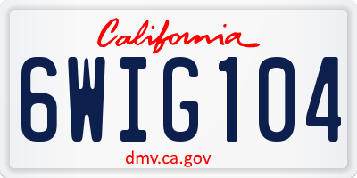 CA license plate 6WIG104