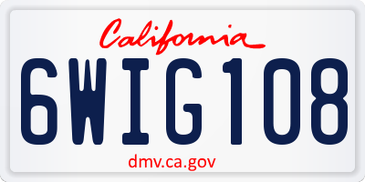 CA license plate 6WIG108