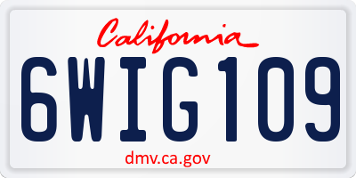 CA license plate 6WIG109