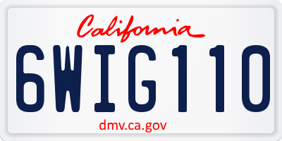 CA license plate 6WIG110