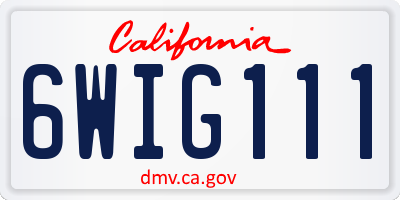 CA license plate 6WIG111