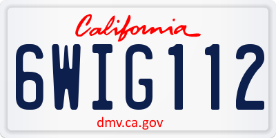 CA license plate 6WIG112