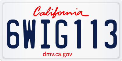 CA license plate 6WIG113