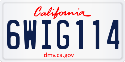 CA license plate 6WIG114