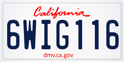 CA license plate 6WIG116