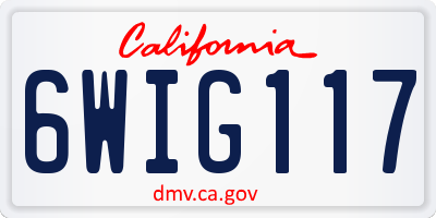 CA license plate 6WIG117