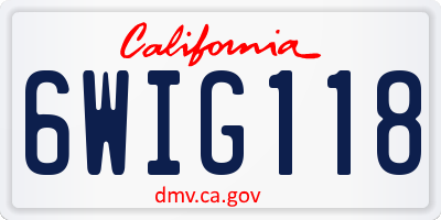CA license plate 6WIG118