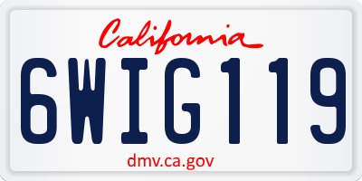 CA license plate 6WIG119