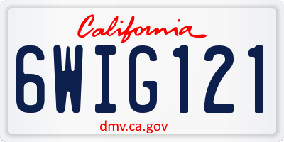CA license plate 6WIG121