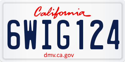CA license plate 6WIG124