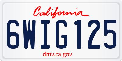 CA license plate 6WIG125