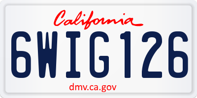 CA license plate 6WIG126