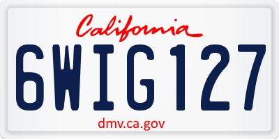 CA license plate 6WIG127