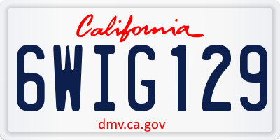 CA license plate 6WIG129