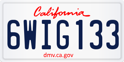 CA license plate 6WIG133
