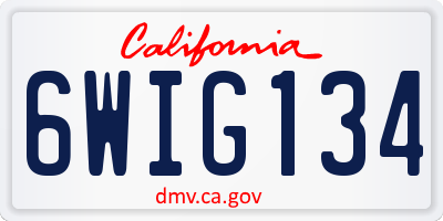 CA license plate 6WIG134